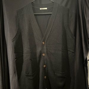 Woolovers 100% Lambswool Black Grandpa Sweater Vest Size L